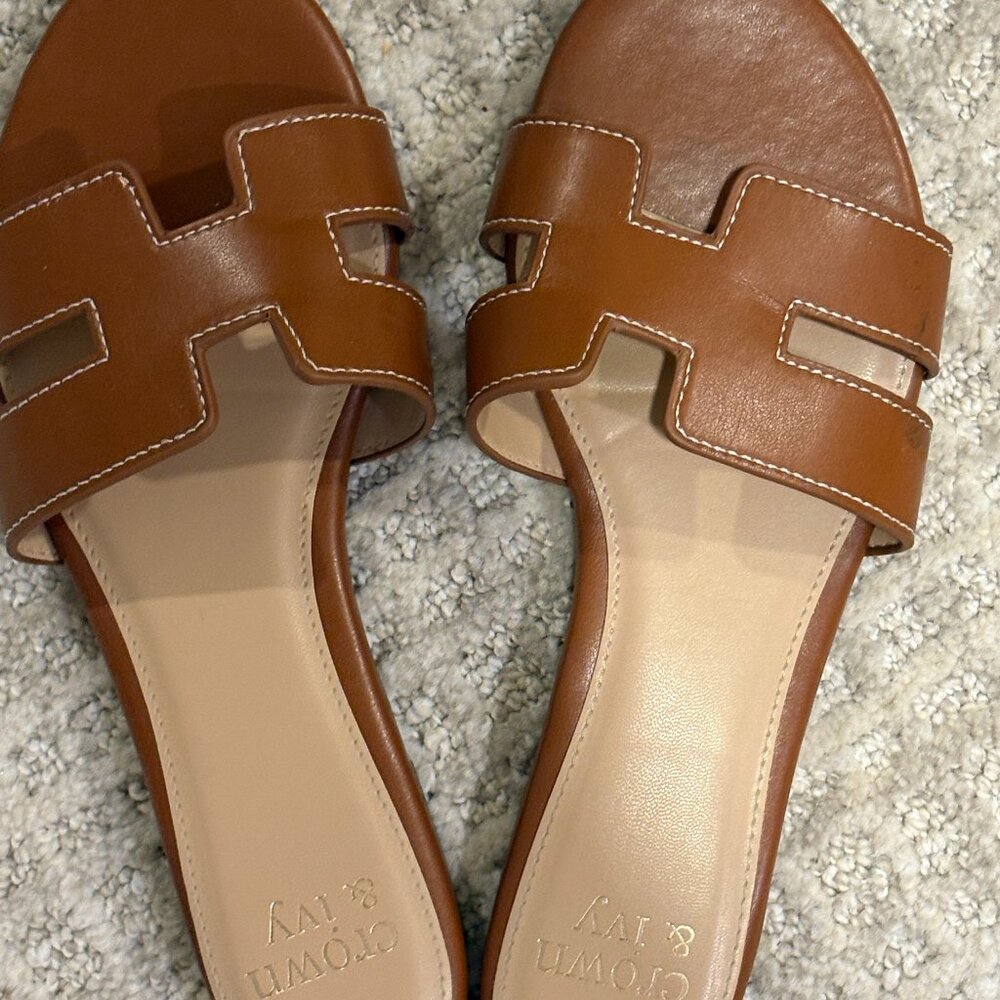 Crown & Ivy Raven H Band Sandals - Cognac